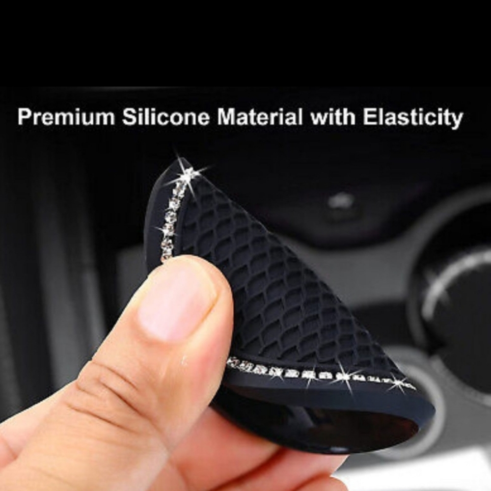 RHINESTONE Cup Holder Silicone 2pc Coasters Auto Var Truck SUV VansUniversal NWT - Picture 9 of 13